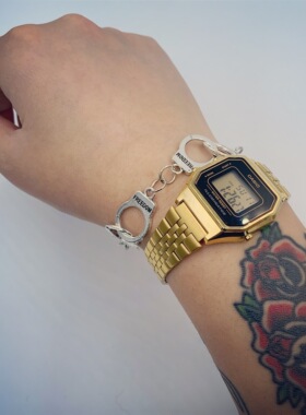 欧美潮牌原宿恶趣味酷帅手铐手链