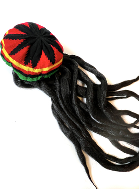 气氛组音乐节rasta牙买加雷鬼脏辫假发辫子帽脏辫帽毛线帽派对帽