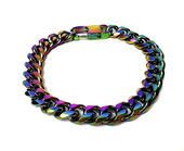 炫彩休闲镭射淬火百搭蛇骨古巴合金ins潮牌嘻哈欧美网红手链