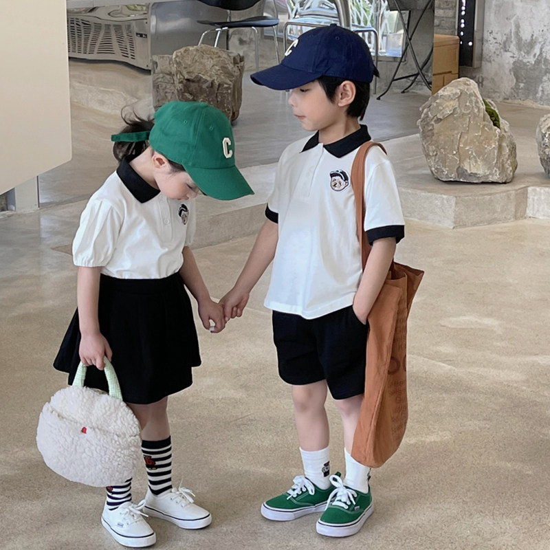 学院风男女童夏季新款两件套