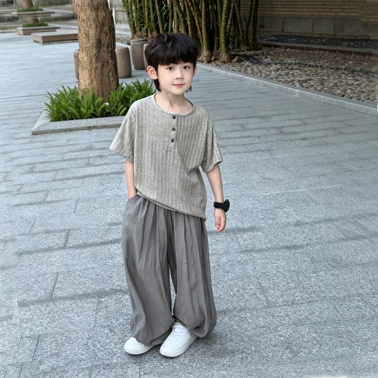 男童夏季痞帅短袖长裤套装