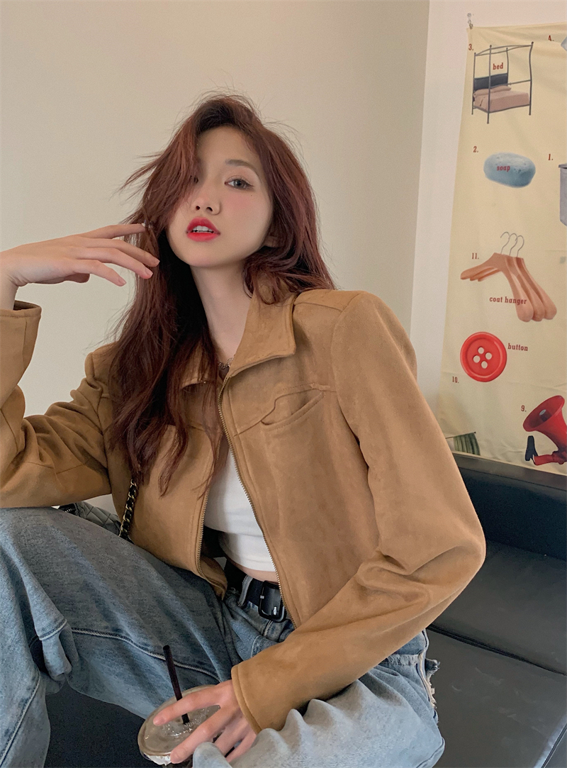 港风长袖夹克外套女甜辣