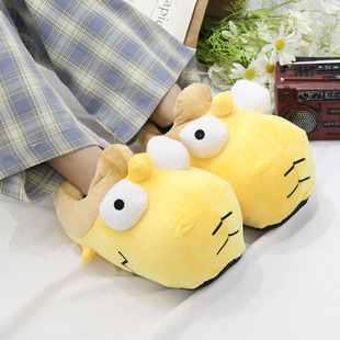 卡通毛绒辛普森拖鞋个性丑萌居家冬季秋冬男生保暖包跟创意棉拖