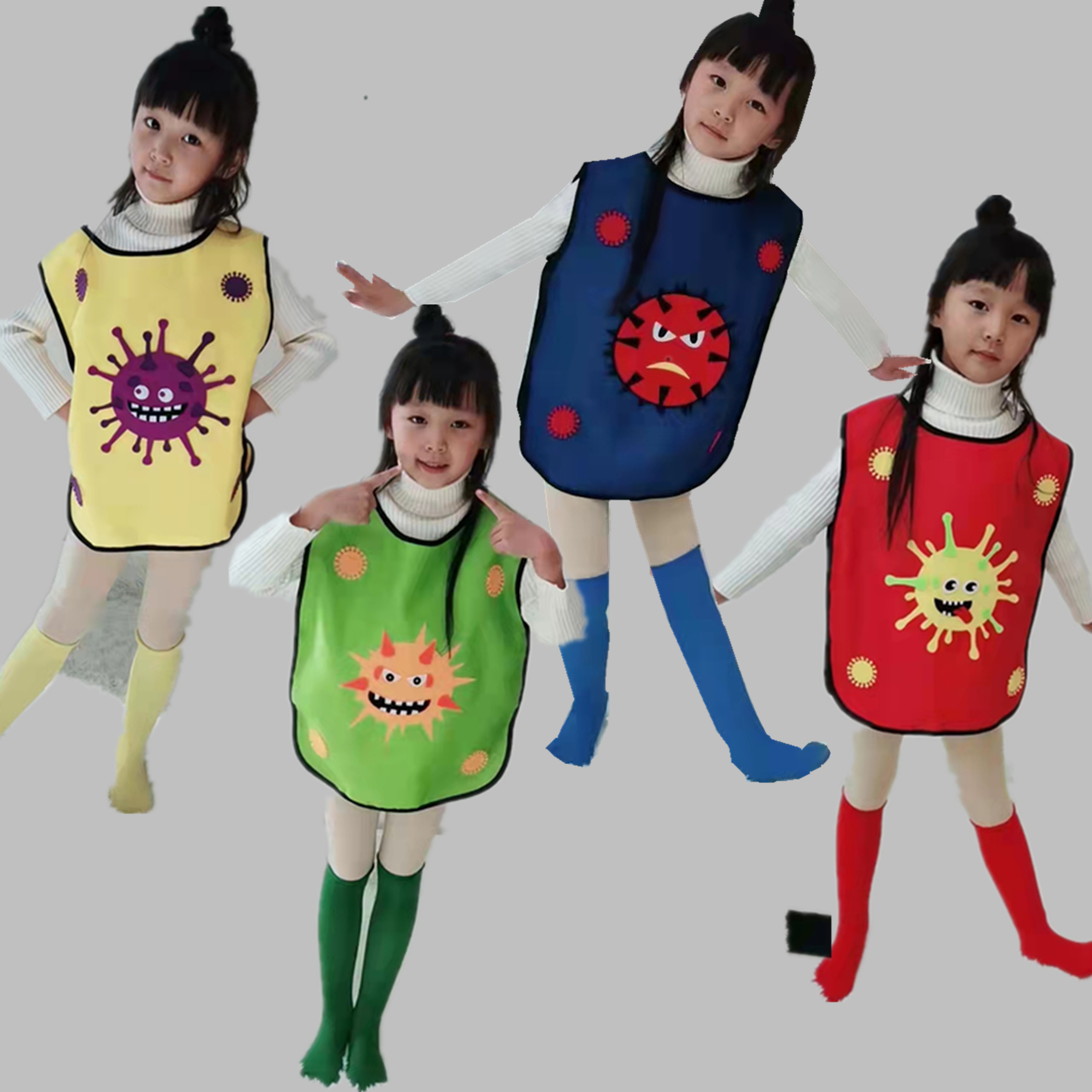 童话剧扮演防疫病毒病菌演出服装儿童细菌卡通造型幼儿亲子成人服