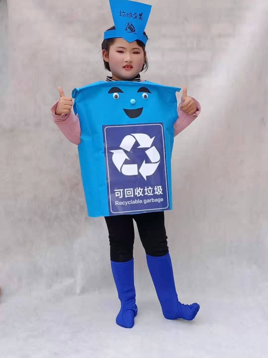六一儿童环保时装秀服装垃圾桶分类手工材料幼儿园亲子垃圾分类服