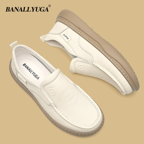 一脚蹬男鞋春季透气软底轻便懒人鞋真皮休闲皮鞋套脚鞋子休闲鞋