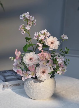 《粉黛》小清新粉色假花仿真花客厅家居摆设餐桌装饰插花艺摆件