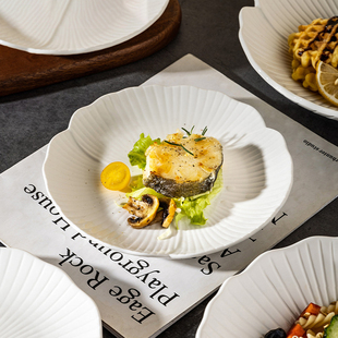 釉下彩餐具纯白西餐盘汤盘家用加深轻奢高级感创意大号意面盘子