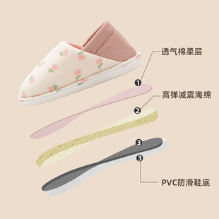 女春秋孕妇产妇产后轻便包跟保暖两穿室内棉拖鞋 洁丽雅防滑月子鞋