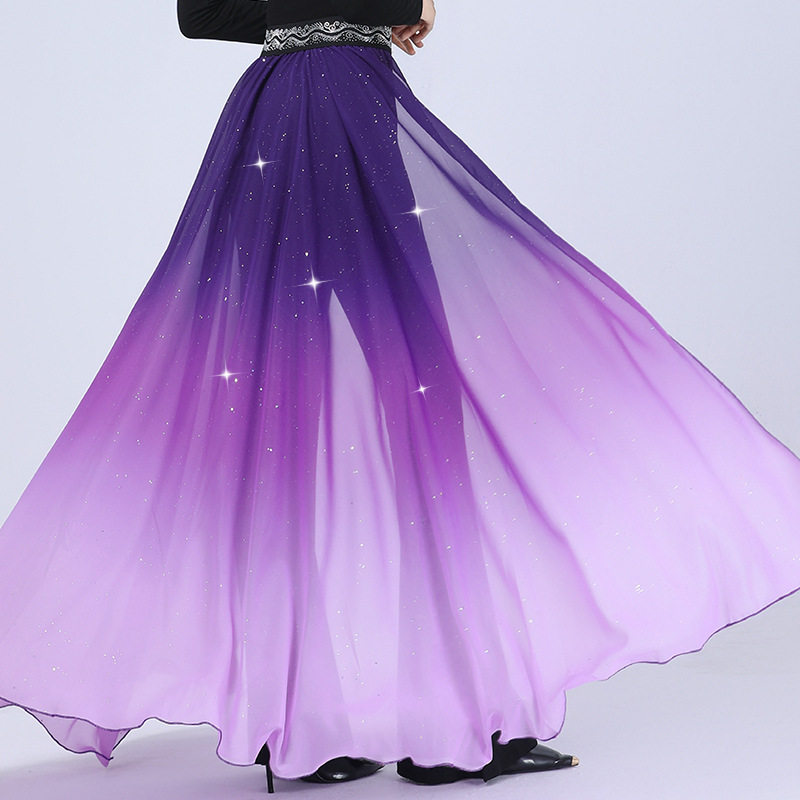 渐变色腰封现代舞烫钻腰风形体训练腰带飘纱腰巾模特走秀腰纱裙饰