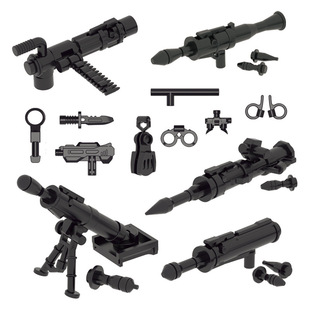 中国积木人仔榴弹迫击炮马克辛四联高射机枪军事重型武器装备配件