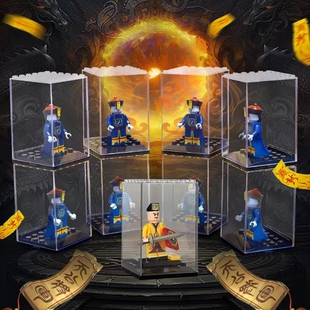 益智国产小僵尸一眉道长林正英夜光中国风人仔拼装积木玩具男儿童