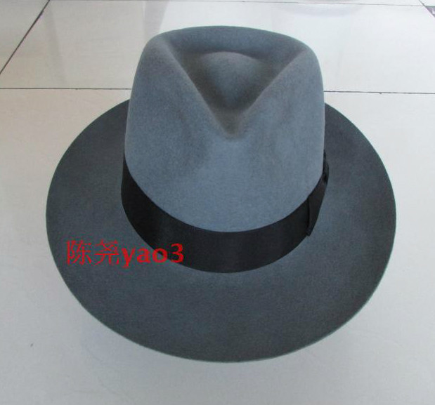 上海滩春秋羊毛呢 男女士礼帽毡帽黑棕蓝灰色礼帽