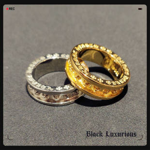 Black Luxurious电镀22K18K白金色风格MINI十字架经典戒指