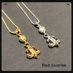 Black Luxurious电镀22K18K白黄金色球型十字架童军花经典项链