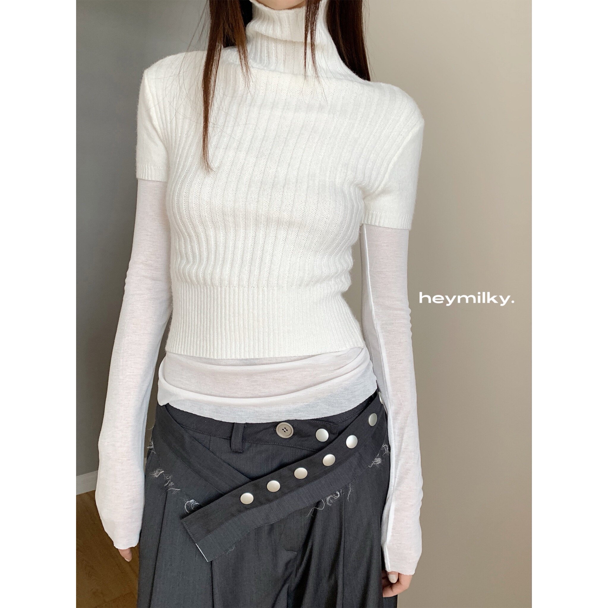 heymilky 24AW纯色毛针织衫