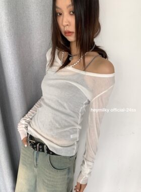 heymilky 24ss多色夏季软糯防晒长袖T恤女薄款纯欲防晒罩衫上衣