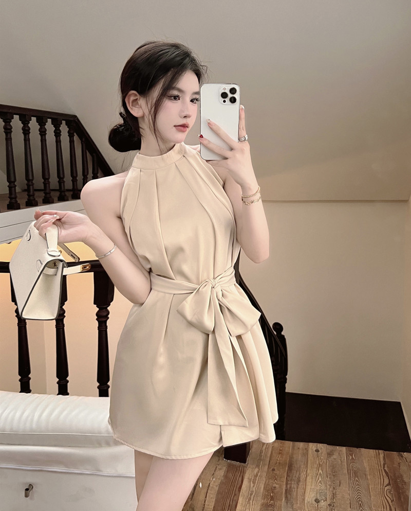 甜辣性感一步裙无袖性感系带裙女