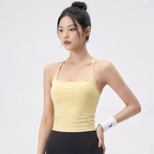 夏季女款防震固定杯吸汗瑜伽背心