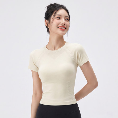 秋季圆领速干健身运动短袖女