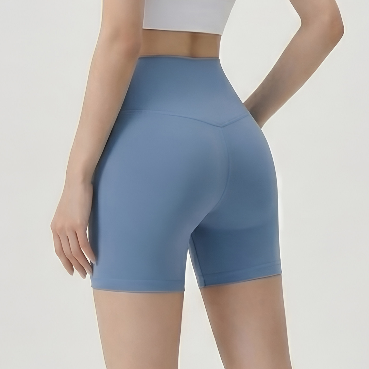 高腰提臀紧身三分瑜伽短裤女图片
