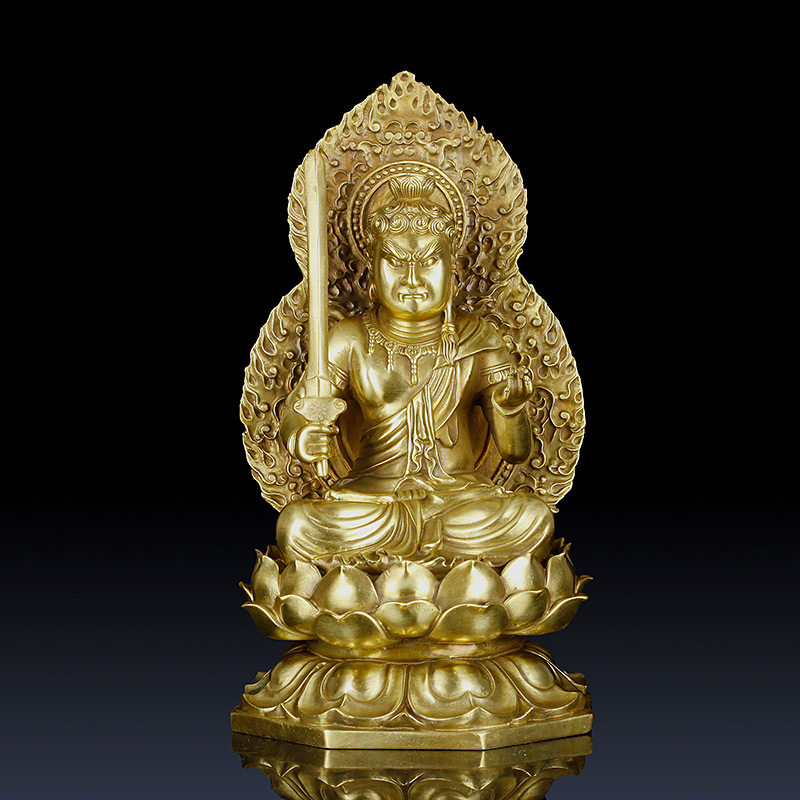 铜艺铺 仿古纯铜菩萨不动明王佛像摆件仿古客厅佛像装饰品铜佛像