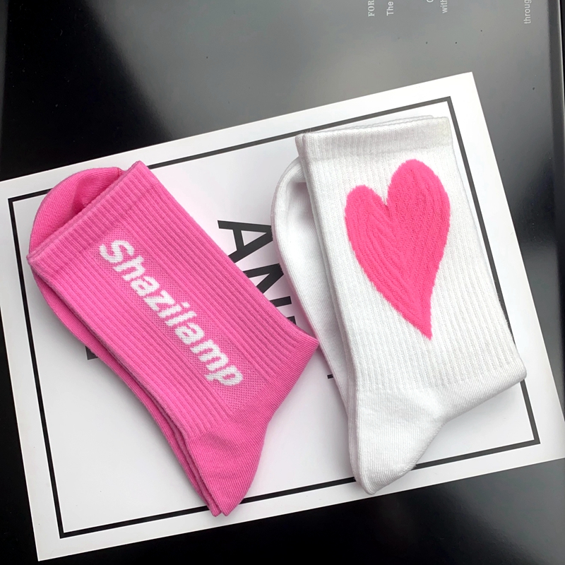 粉色夏季袜子女中筒袜