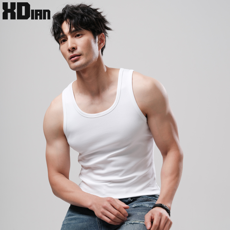 重磅精梳棉美式背心紧身运动健身