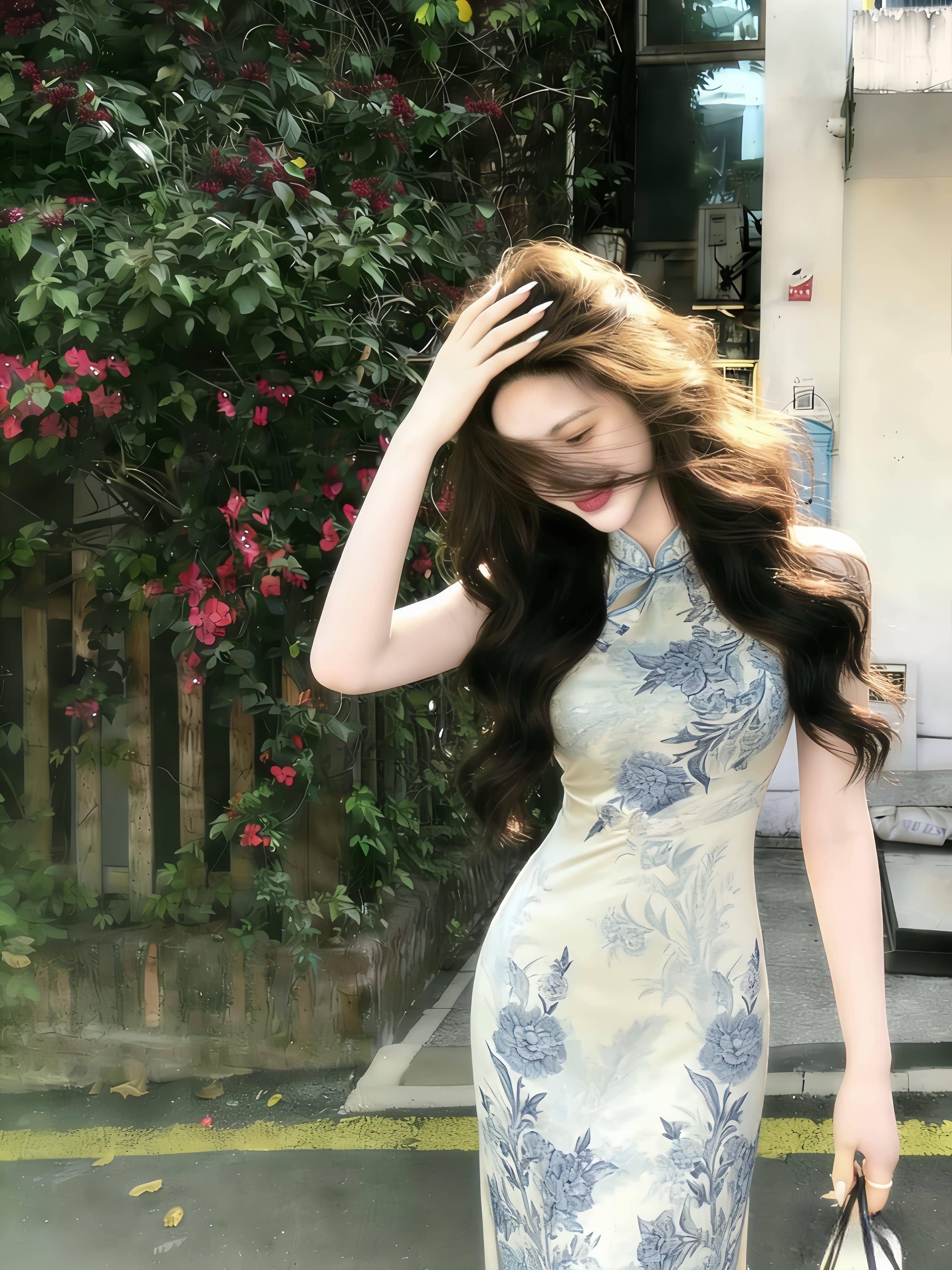新中式青花瓷印花改良旗袍连衣裙图片
