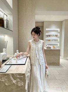 2026新款高级感中式鎏光马甲烫钻半身裙女夏小个子订婚仪式感套装