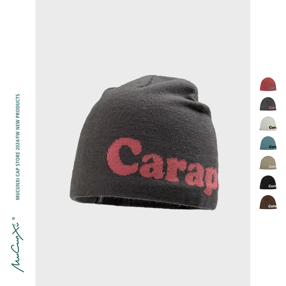 MUCUNXI 美式潮牌字母提花针织帽男女秋冬保暖时尚套头毛线帽冷帽