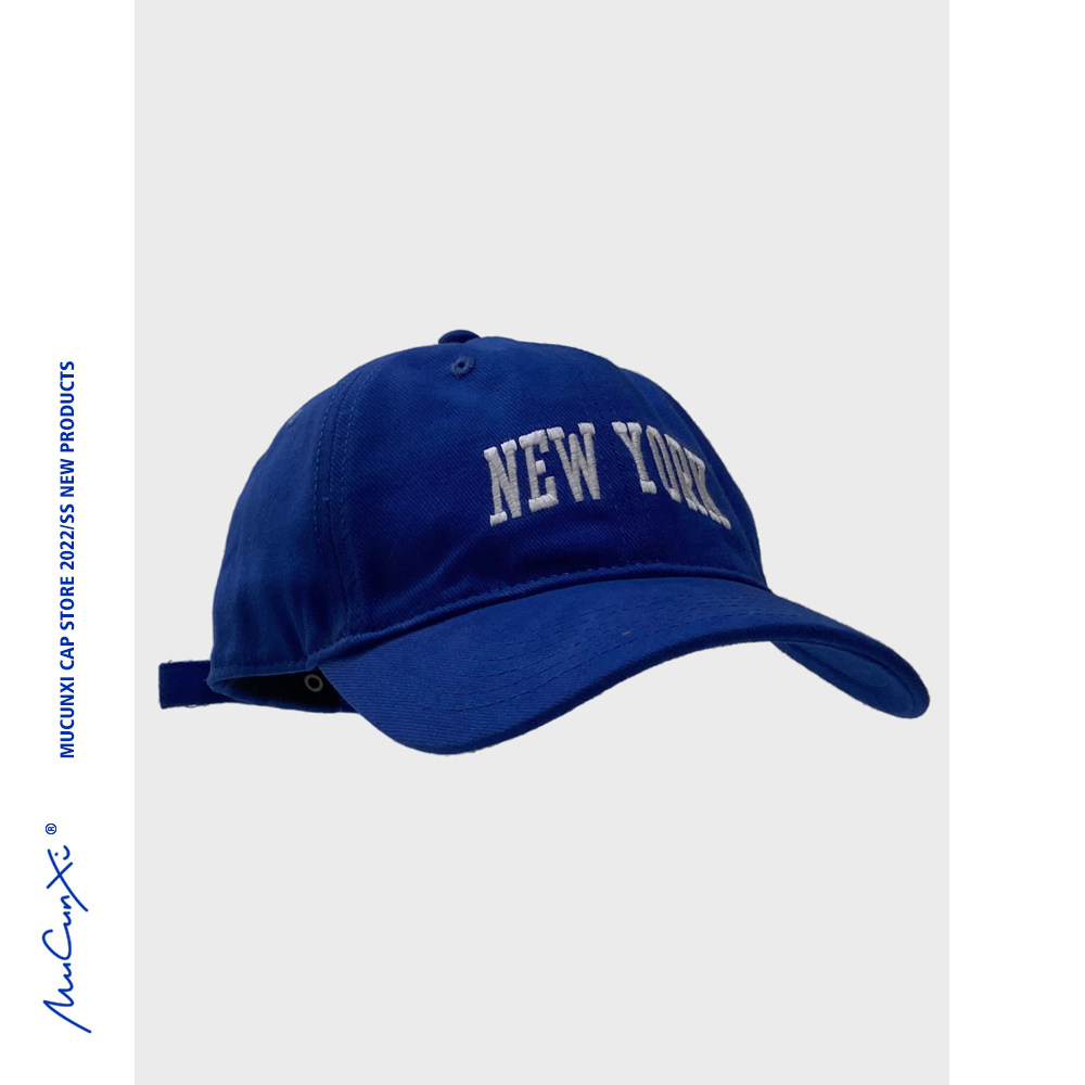 mucunxi帽子男新款颜色超正克莱因蓝色棒球帽大字母软顶鸭舌帽女