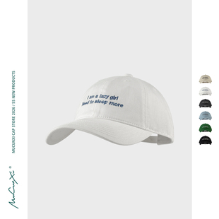 lazy 刺绣全棉棒球帽鸭舌帽子女 MUCUNXI girl 原创慵懒风