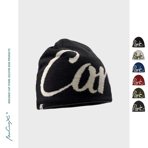 美式街头字母双面戴针织帽