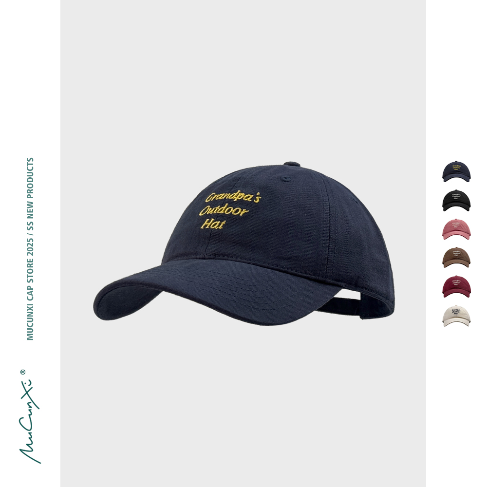 MUCUNXI 户外软顶棒球帽男女个性英文字母刺绣防晒遮阳鸭舌帽子潮