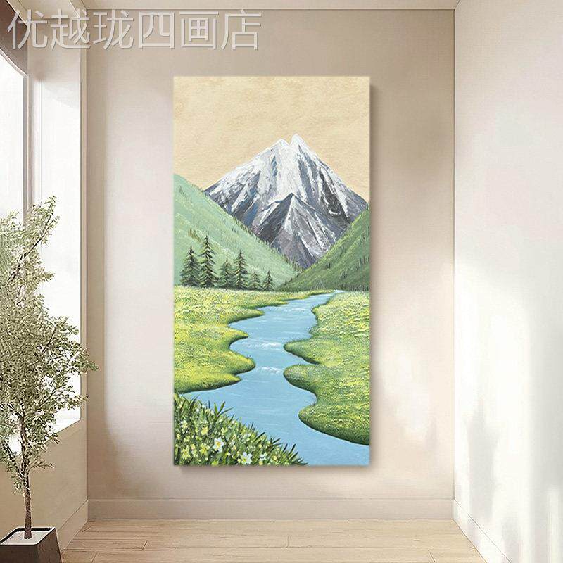 网红.创《稻城丁简》约原玄关绘亚肌理装饰手画卧室过道挂画