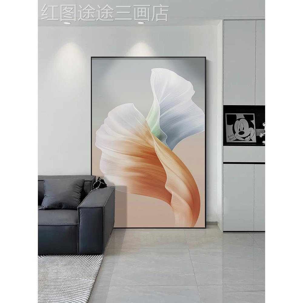 网红现代简抽约象室餐厅装饰客版厅竖极简走廊玄关挂画北画欧风卧图片