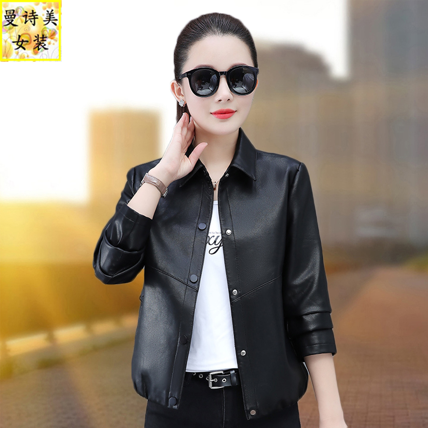 翻领皮衣外套女士短款2025年新款时尚春秋款洋气宽松PU皮夹克上衣,女装/女士精品,短外套,淘宝优惠券,粉丝福利购,淘宝优惠卷