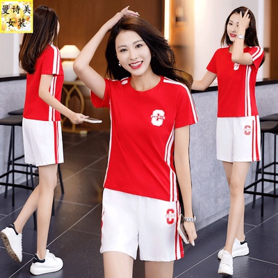 短袖短裤休闲两件套女2025年夏季