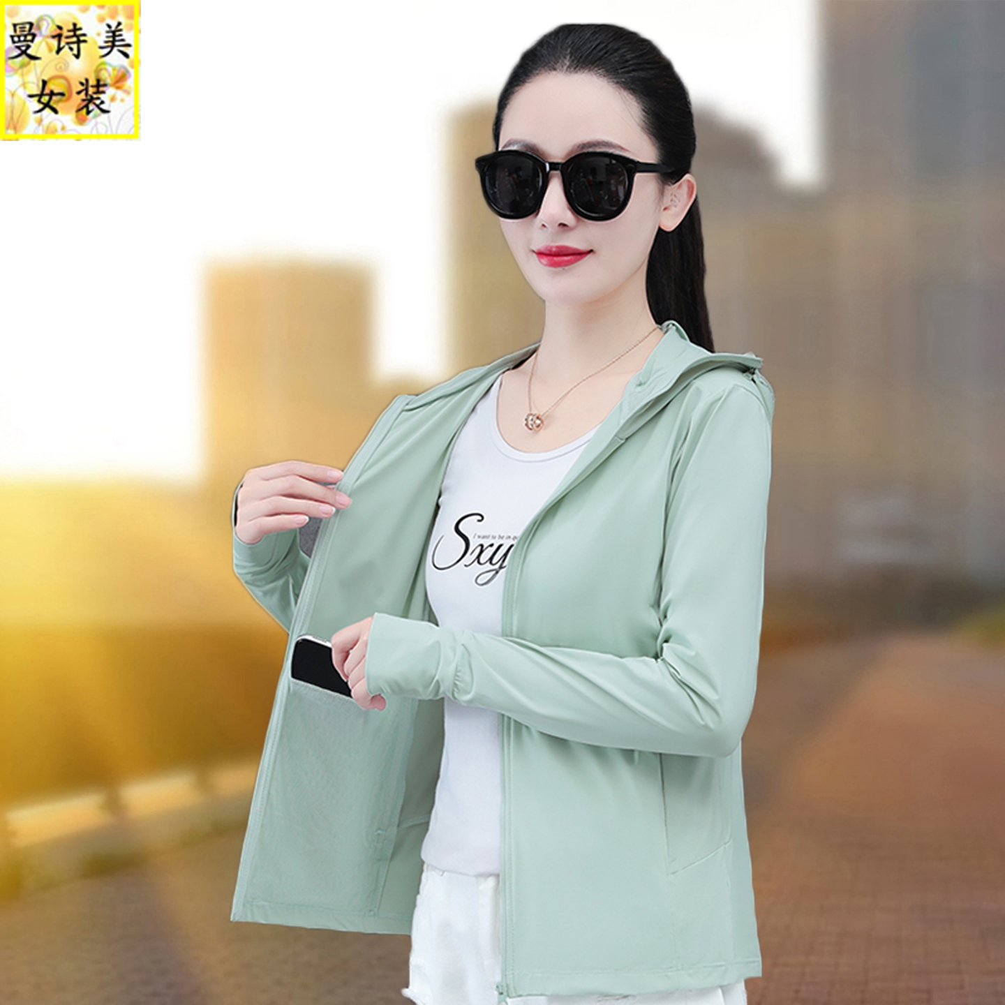 冰丝防晒衣女士2025夏季新款薄款防紫外线透气宽松面罩一体皮肤衣