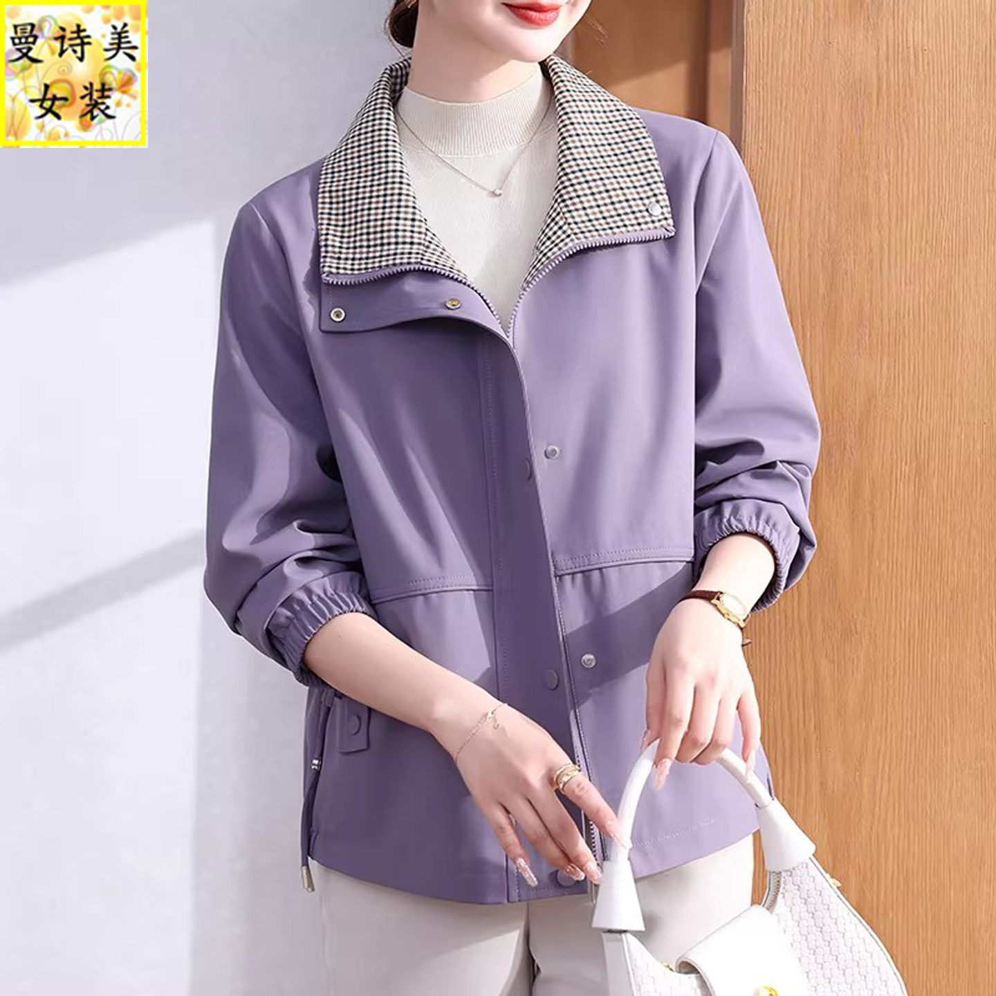 妈妈秋装翻领风衣外套2026新款中老年女装洋气大码端庄衣服50多岁