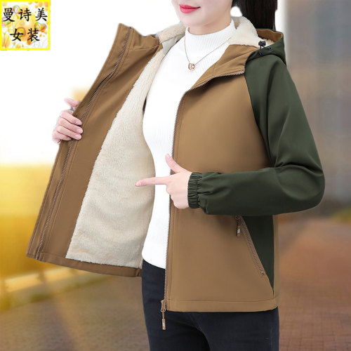 加绒加厚棉衣棉服女外套时尚洋气