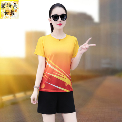 短裤休闲跑步运动服套装女两件套