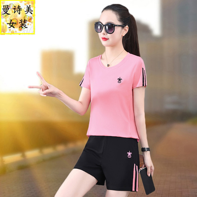 冰丝短裤运动套装女士夏季两件套