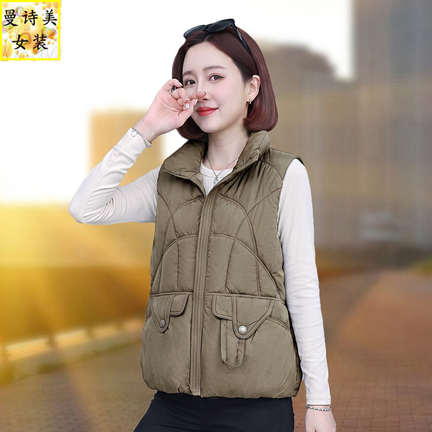 羽绒棉保暖加厚马甲女冬马夹外套
