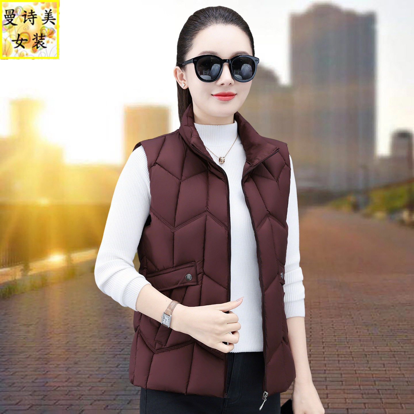 羽绒棉马甲2025年冬季新款短款立领宽松外穿保暖背心马夹坎肩外套