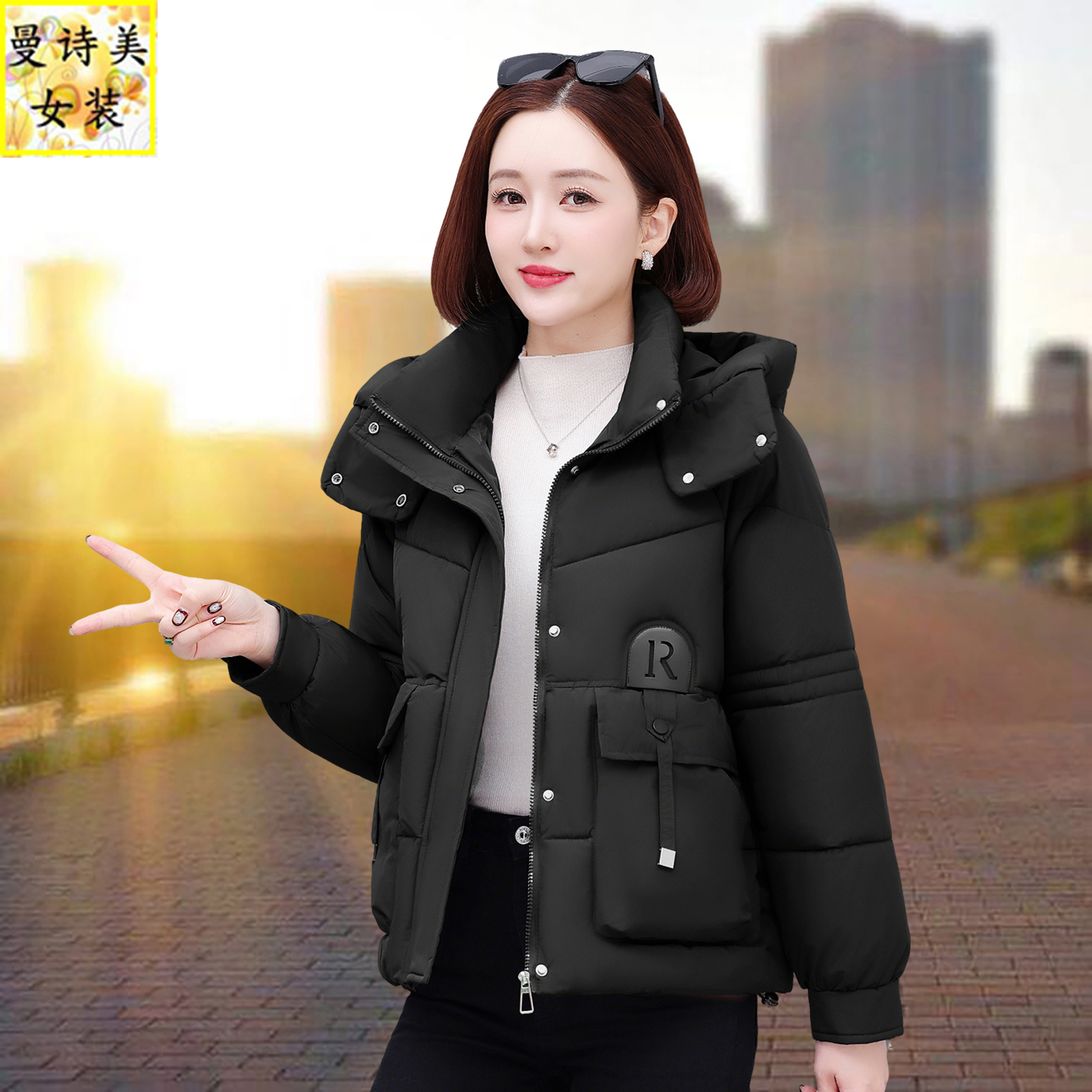 休闲减龄羽绒棉服外套女时尚加厚