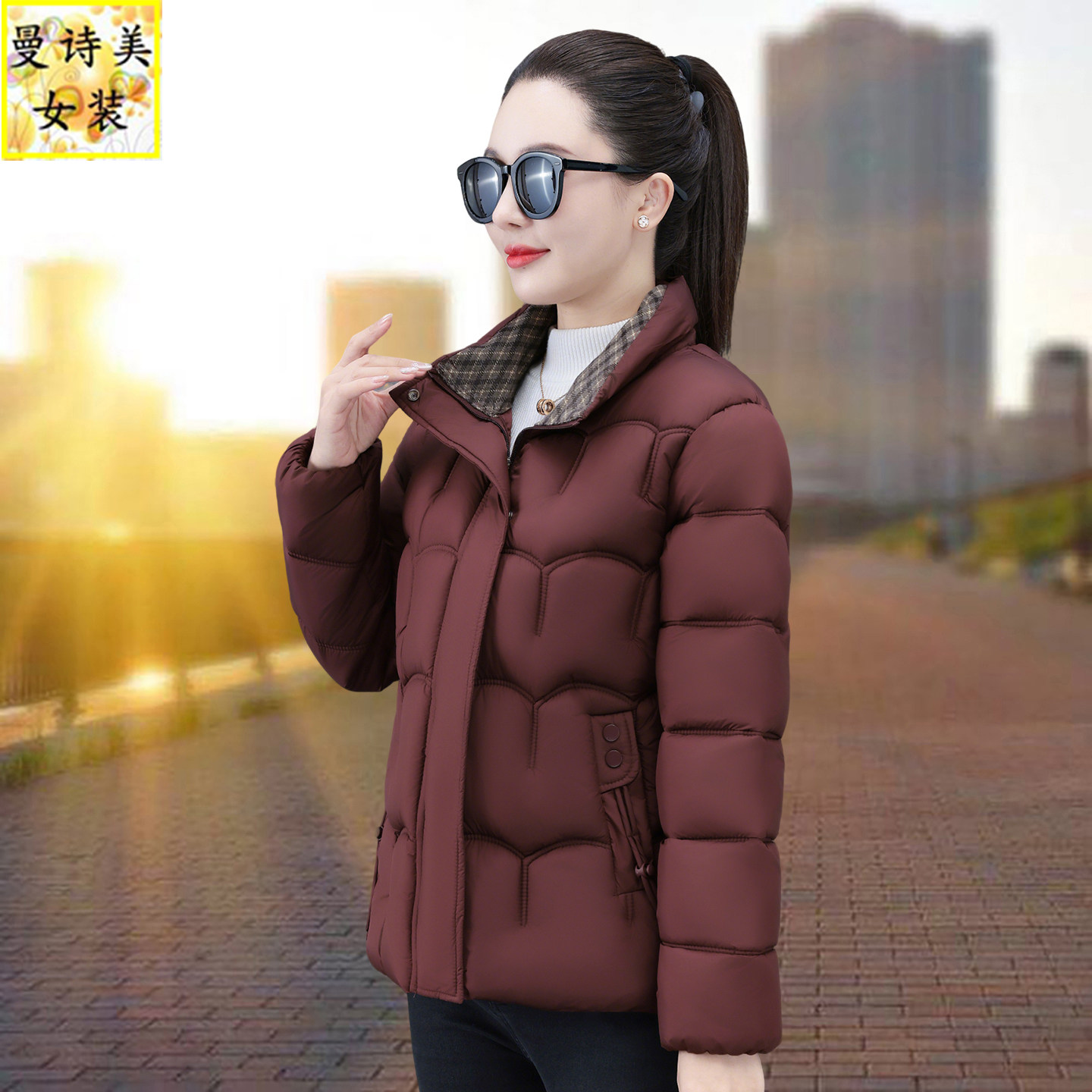 短款立领羽绒棉衣棉服女士2025冬季新款中老年妈妈装加厚棉袄外套