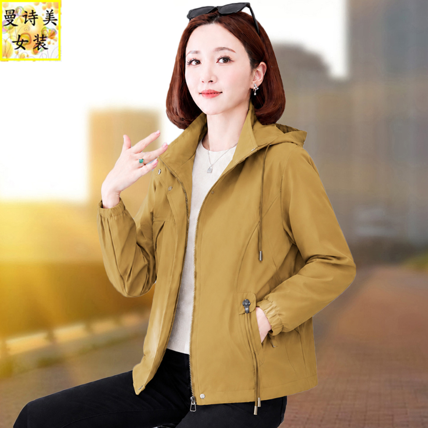 连帽加绒或不加绒外套女春秋冬季