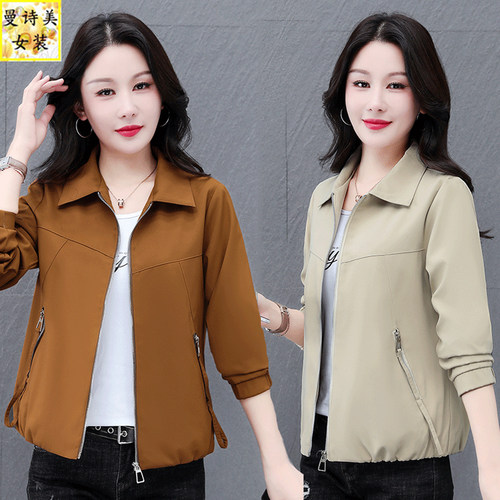 翻领短款棒球服外套女士夹克上衣